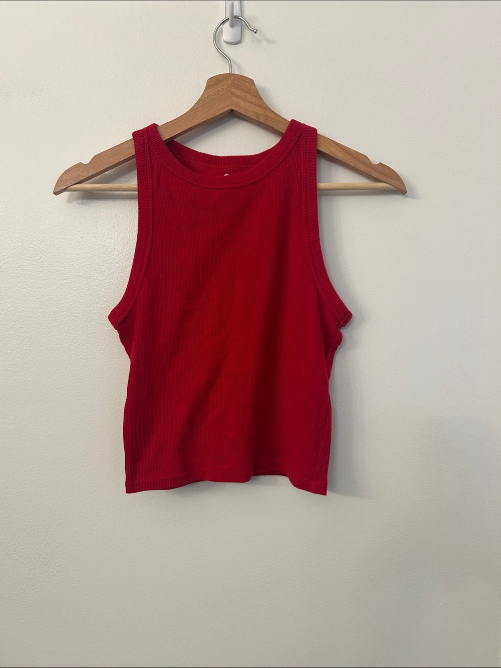 Hollister Red Ribbed Cropped Tank